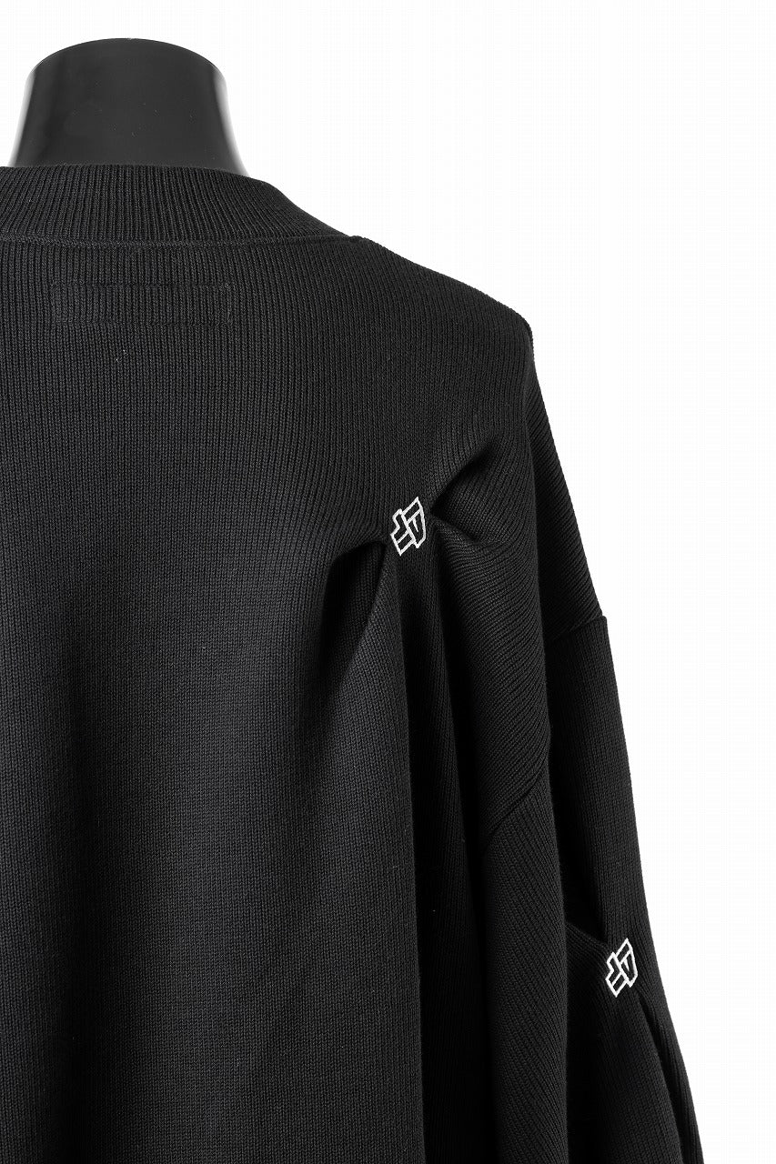 A.F ARTEFACT RANDOM TUCK EMBOIDERY KNIT PULLOVER (BLACK) - Image 10
