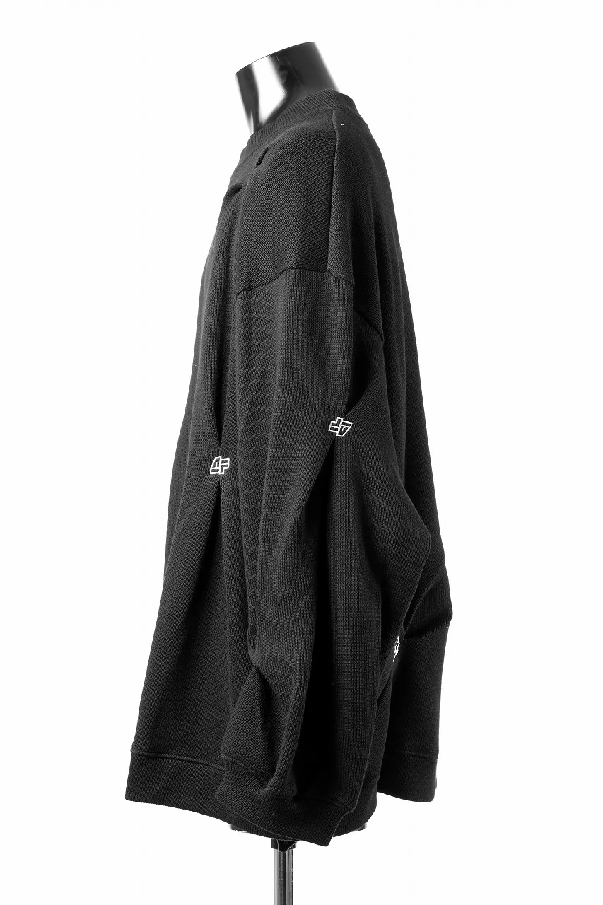 A.F ARTEFACT RANDOM TUCK EMBOIDERY KNIT PULLOVER (BLACK) - Image 3