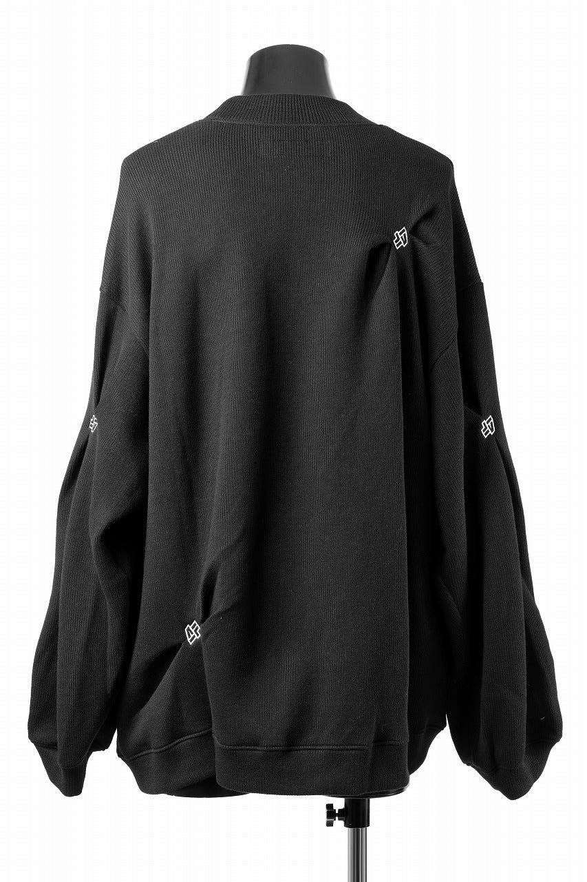 A.F ARTEFACT RANDOM TUCK EMBOIDERY KNIT PULLOVER (BLACK) - Image 4