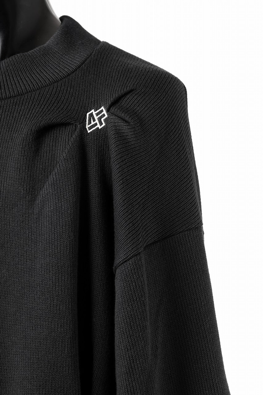 A.F ARTEFACT RANDOM TUCK EMBOIDERY KNIT PULLOVER (BLACK) - Image 9