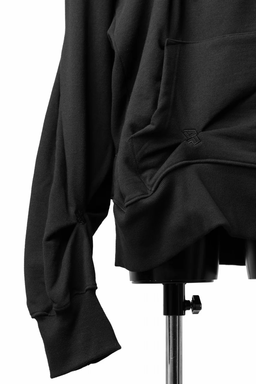 A.F ARTEFACT RANDOM TUCK EMBROIDERY SWEAT HOODIE (BLACK) - Image 11