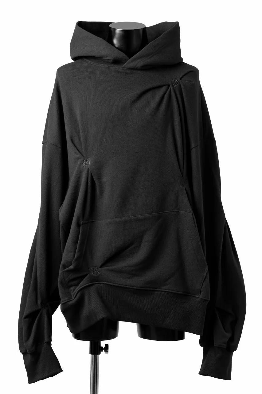 A.F ARTEFACT RANDOM TUCK EMBROIDERY SWEAT HOODIE (BLACK) - Image 2