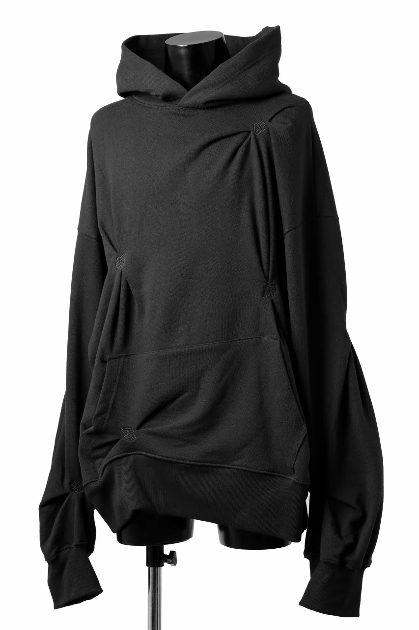 A.F ARTEFACT RANDOM TUCK EMBROIDERY SWEAT HOODIE (BLACK) - Image 3