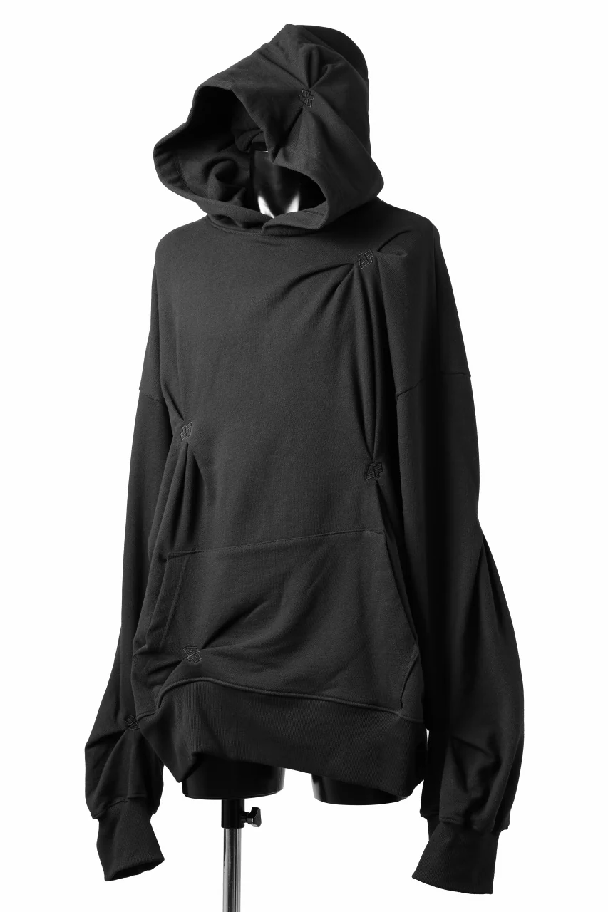 A.F ARTEFACT RANDOM TUCK EMBROIDERY SWEAT HOODIE (BLACK) - Image 4
