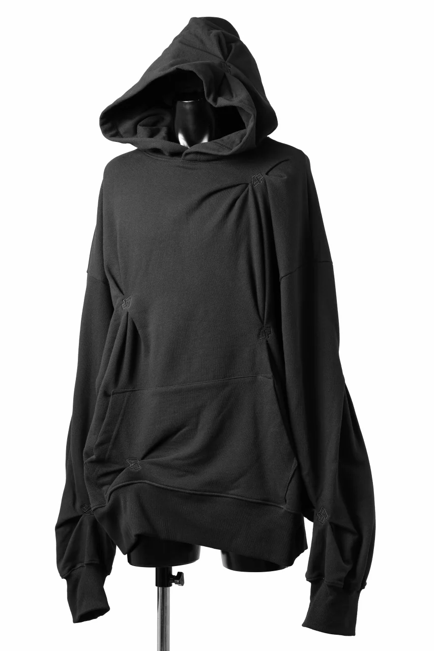 A.F ARTEFACT RANDOM TUCK EMBROIDERY SWEAT HOODIE (BLACK) - Image 5