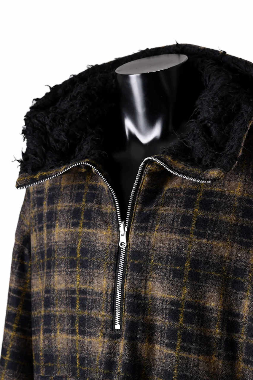 A.F ARTEFACT REVERSIBLE HALF ZIP HOODED BLOUOSN (BROWN CHECK×BLACK) - Image 12