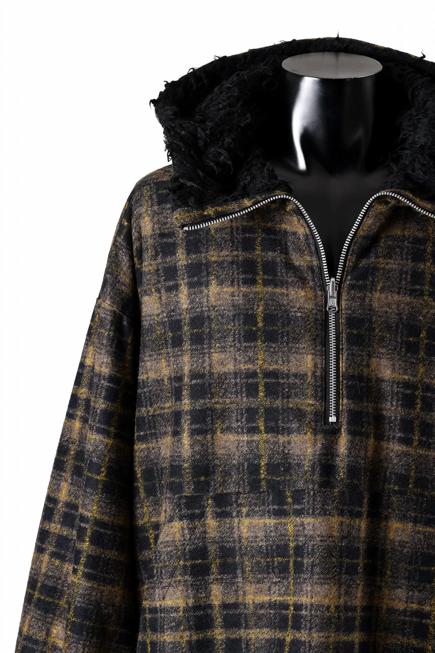 A.F ARTEFACT REVERSIBLE HALF ZIP HOODED BLOUOSN (BROWN CHECK×BLACK) - Image 13