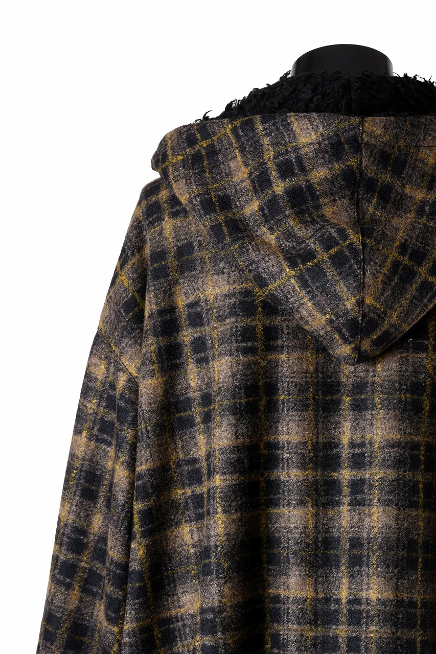 A.F ARTEFACT REVERSIBLE HALF ZIP HOODED BLOUOSN (BROWN CHECK×BLACK) - Image 14
