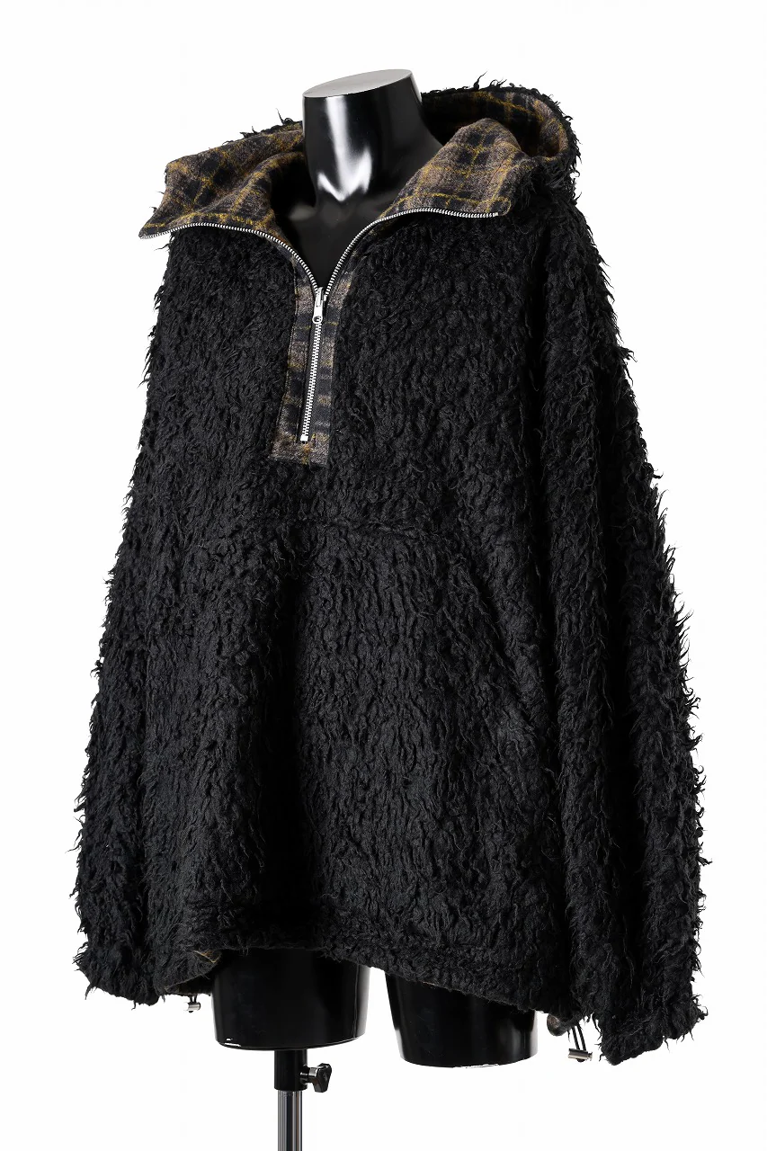 A.F ARTEFACT REVERSIBLE HALF ZIP HOODED BLOUOSN (BROWN CHECK×BLACK) - Image 16