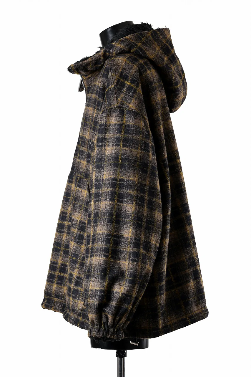 A.F ARTEFACT REVERSIBLE HALF ZIP HOODED BLOUOSN (BROWN CHECK×BLACK) - Image 4