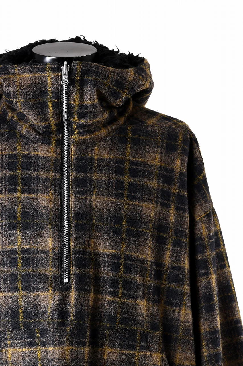 A.F ARTEFACT REVERSIBLE HALF ZIP HOODED BLOUOSN (BROWN CHECK×BLACK) - Image 7
