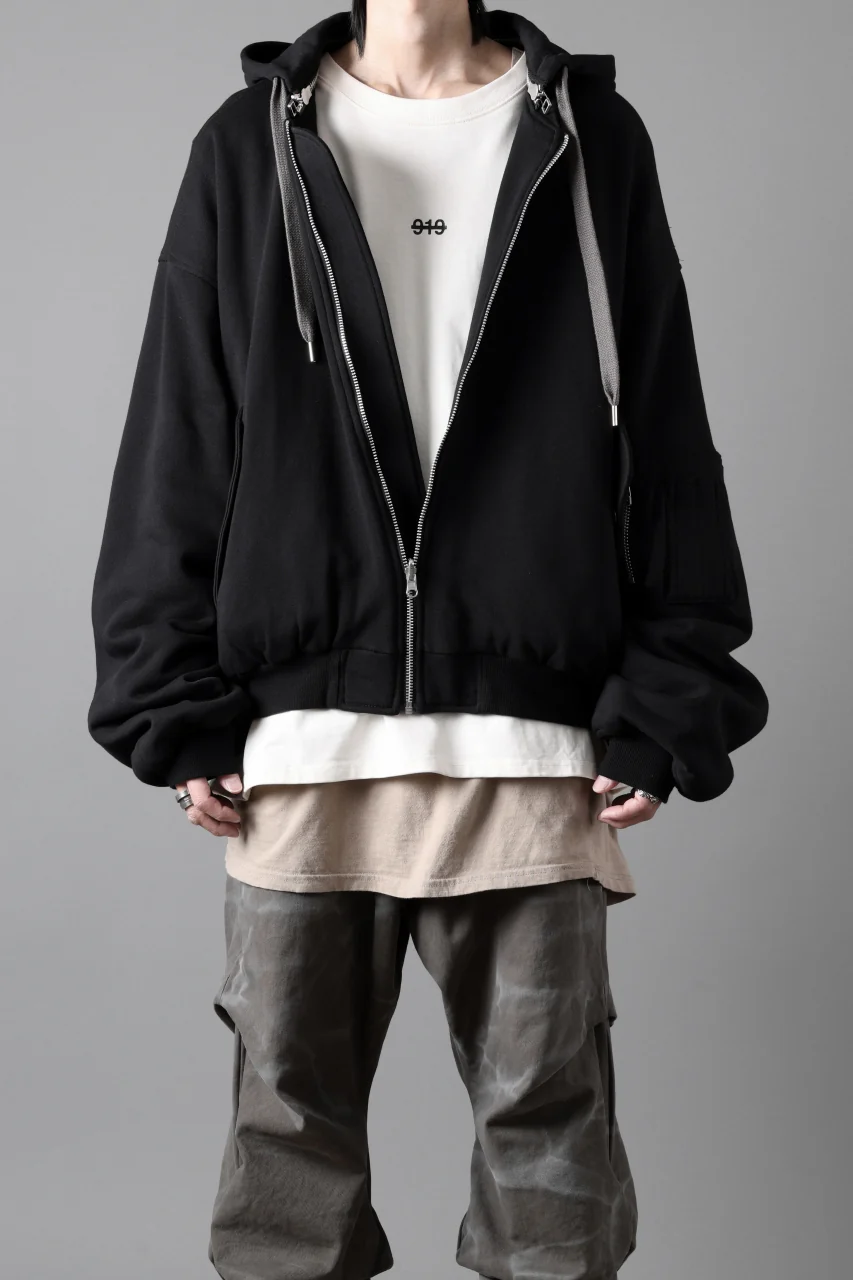 A.F ARTEFACT REVERSIBLE MA-1 HOODIE BLOUSON / COTTON-TERRY (BLACK) - Image 28