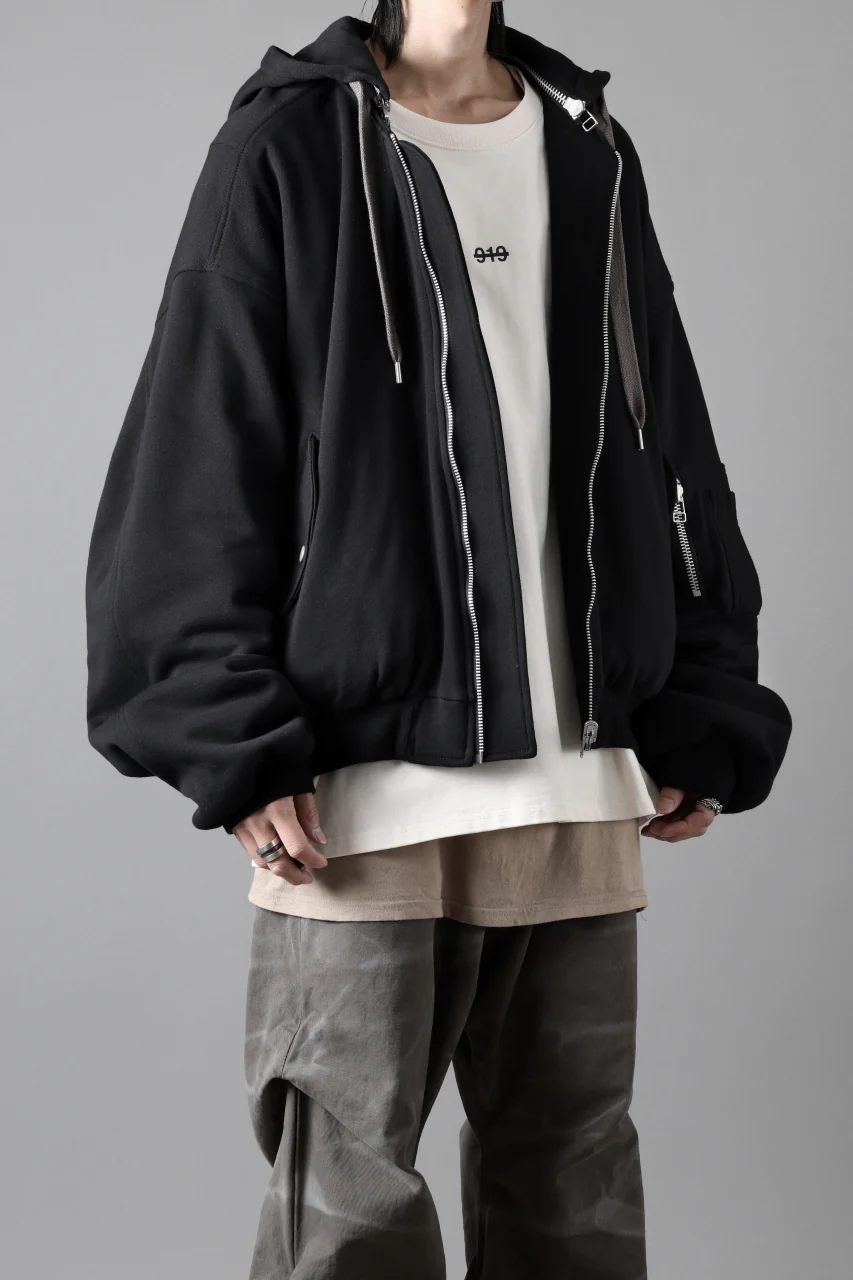 A.F ARTEFACT REVERSIBLE MA-1 HOODIE BLOUSON / COTTON-TERRY (BLACK) - Image 3