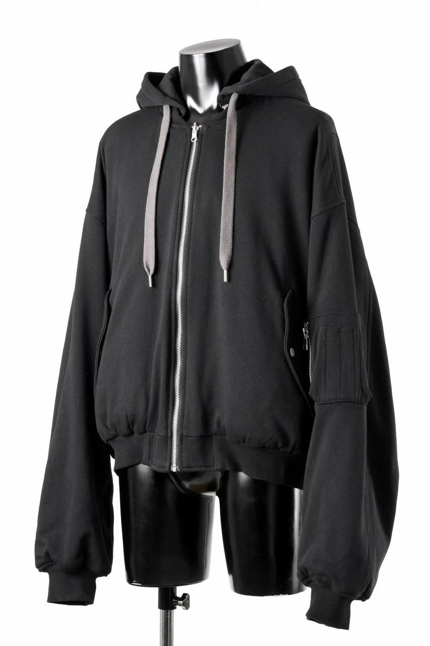 A.F ARTEFACT REVERSIBLE MA-1 HOODIE BLOUSON / COTTON-TERRY (BLACK) - Image 6