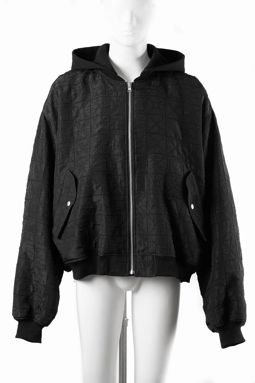 A.F ARTEFACT REVERSIBLE TEDDY BOMBER JACKET / DECORATIVE LATTICE PATTERN (BLACK)
