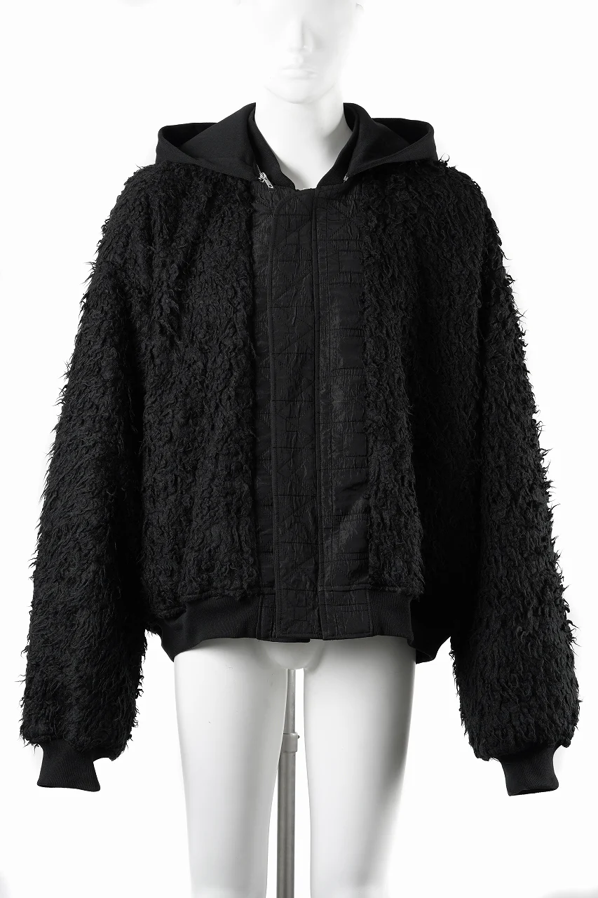 A.F ARTEFACT REVERSIBLE TEDDY BOMBER JACKET / DECORATIVE LATTICE PATTERN (BLACK) - Image 10