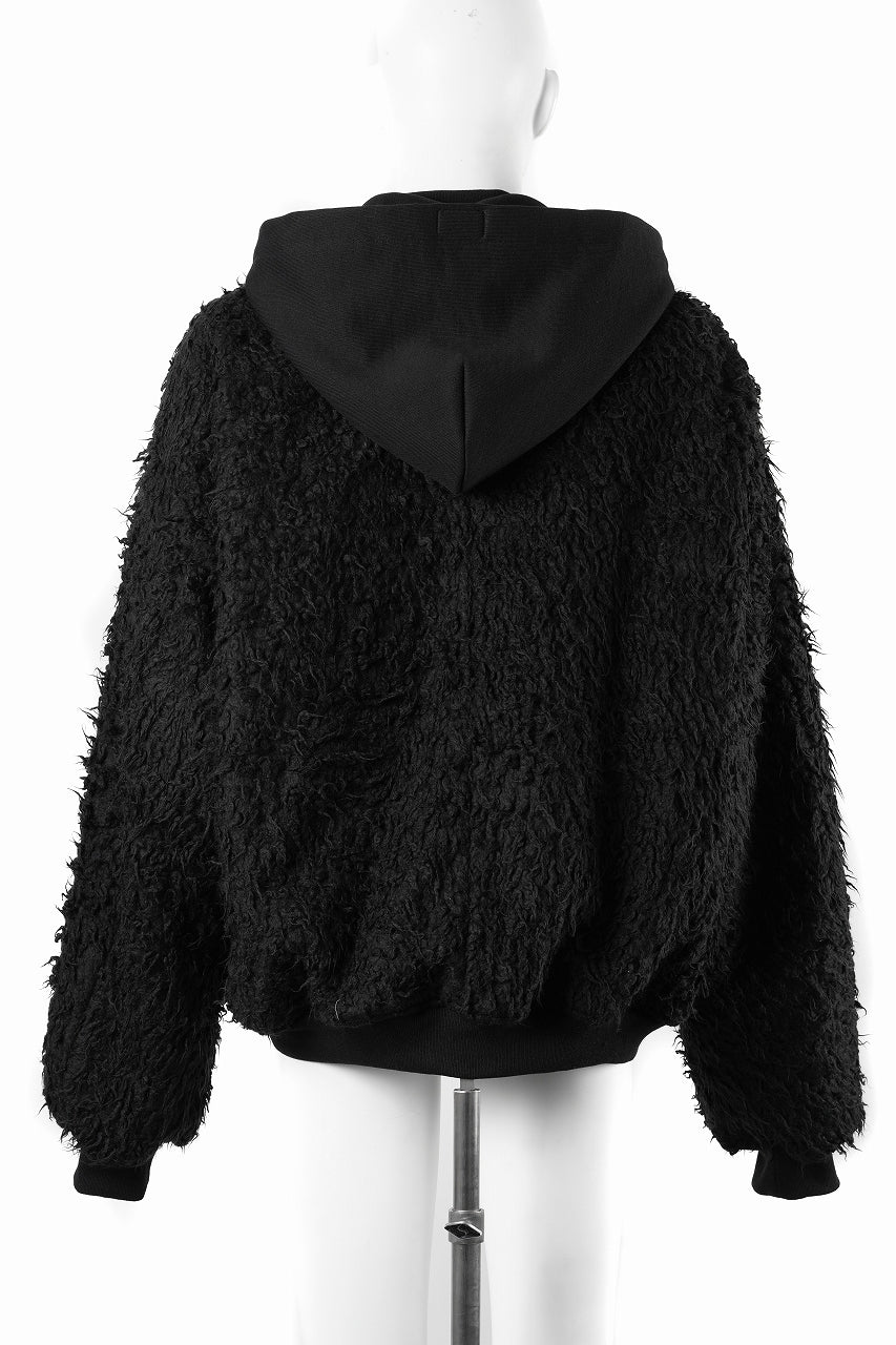 A.F ARTEFACT REVERSIBLE TEDDY BOMBER JACKET / DECORATIVE LATTICE PATTERN (BLACK) - Image 11
