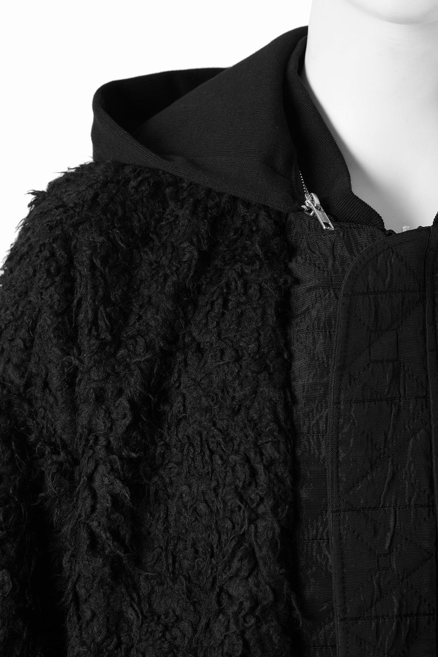 A.F ARTEFACT REVERSIBLE TEDDY BOMBER JACKET / DECORATIVE LATTICE PATTERN (BLACK) - Image 12
