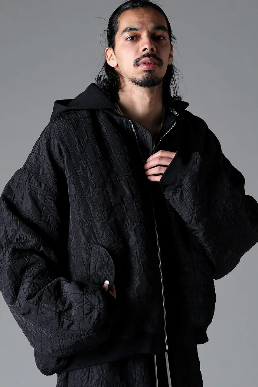 A.F ARTEFACT REVERSIBLE TEDDY BOMBER JACKET / DECORATIVE LATTICE PATTERN (BLACK) - Image 13