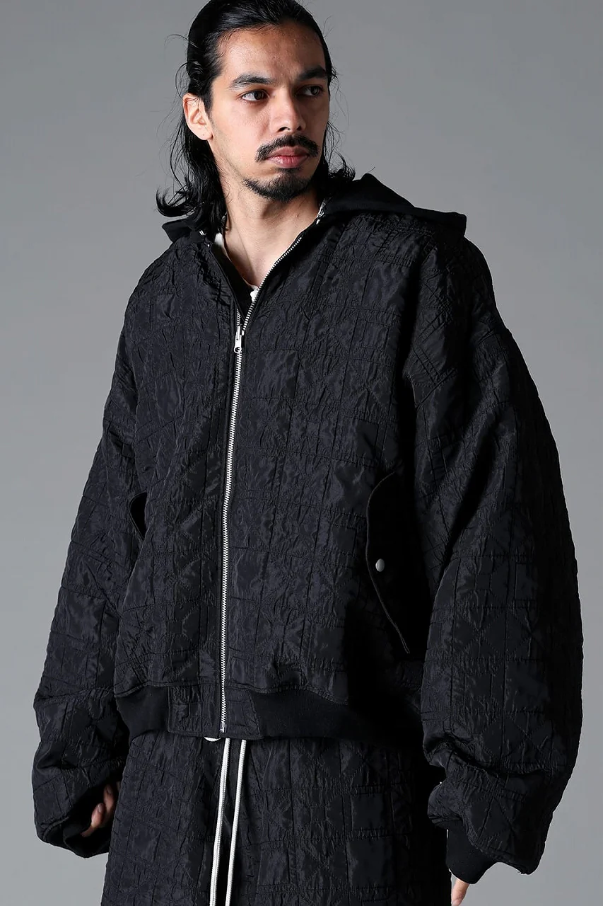 A.F ARTEFACT REVERSIBLE TEDDY BOMBER JACKET / DECORATIVE LATTICE PATTERN (BLACK) - Image 14