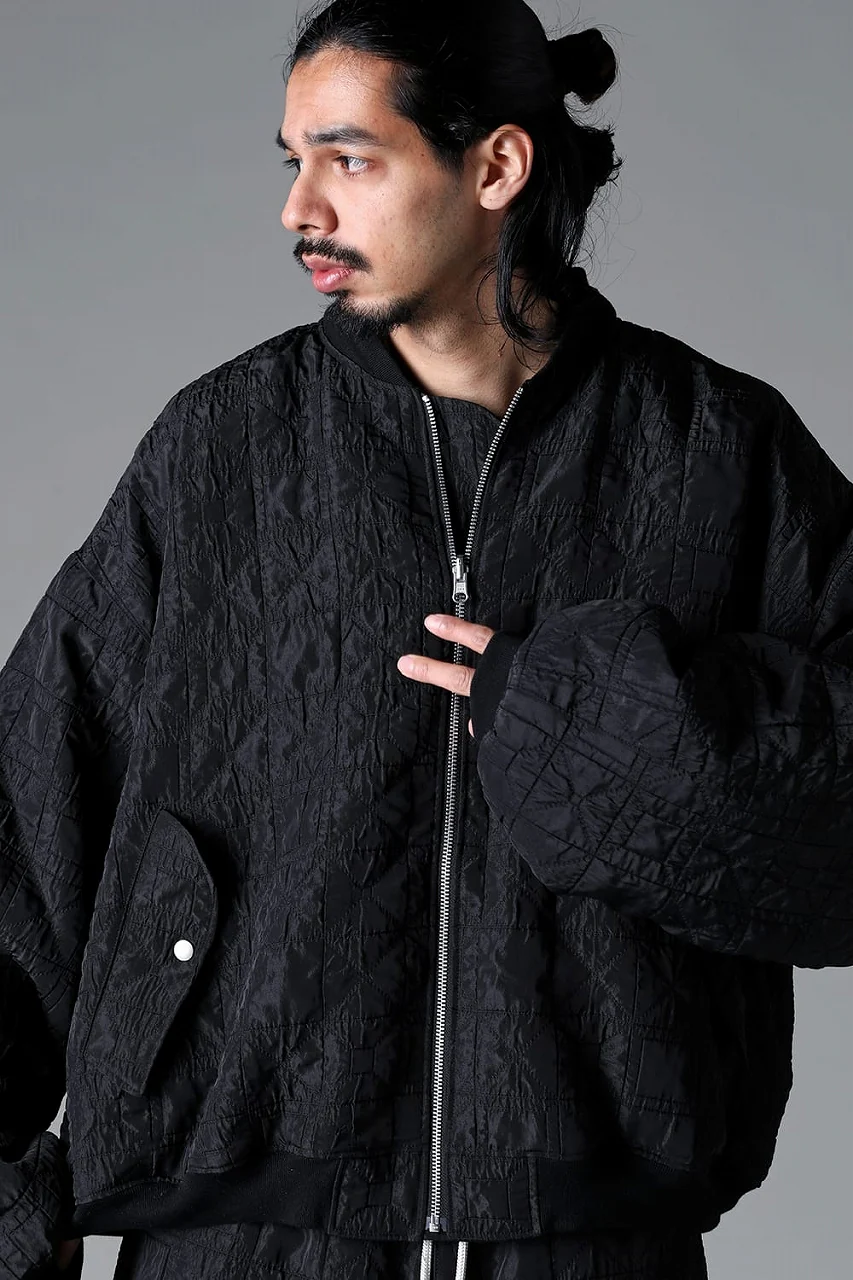 A.F ARTEFACT REVERSIBLE TEDDY BOMBER JACKET / DECORATIVE LATTICE PATTERN (BLACK) - Image 15