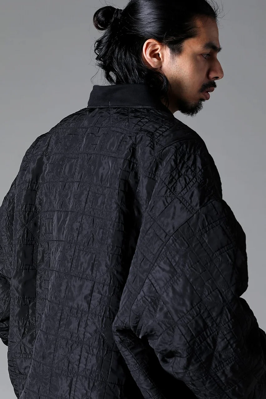 A.F ARTEFACT REVERSIBLE TEDDY BOMBER JACKET / DECORATIVE LATTICE PATTERN (BLACK) - Image 16