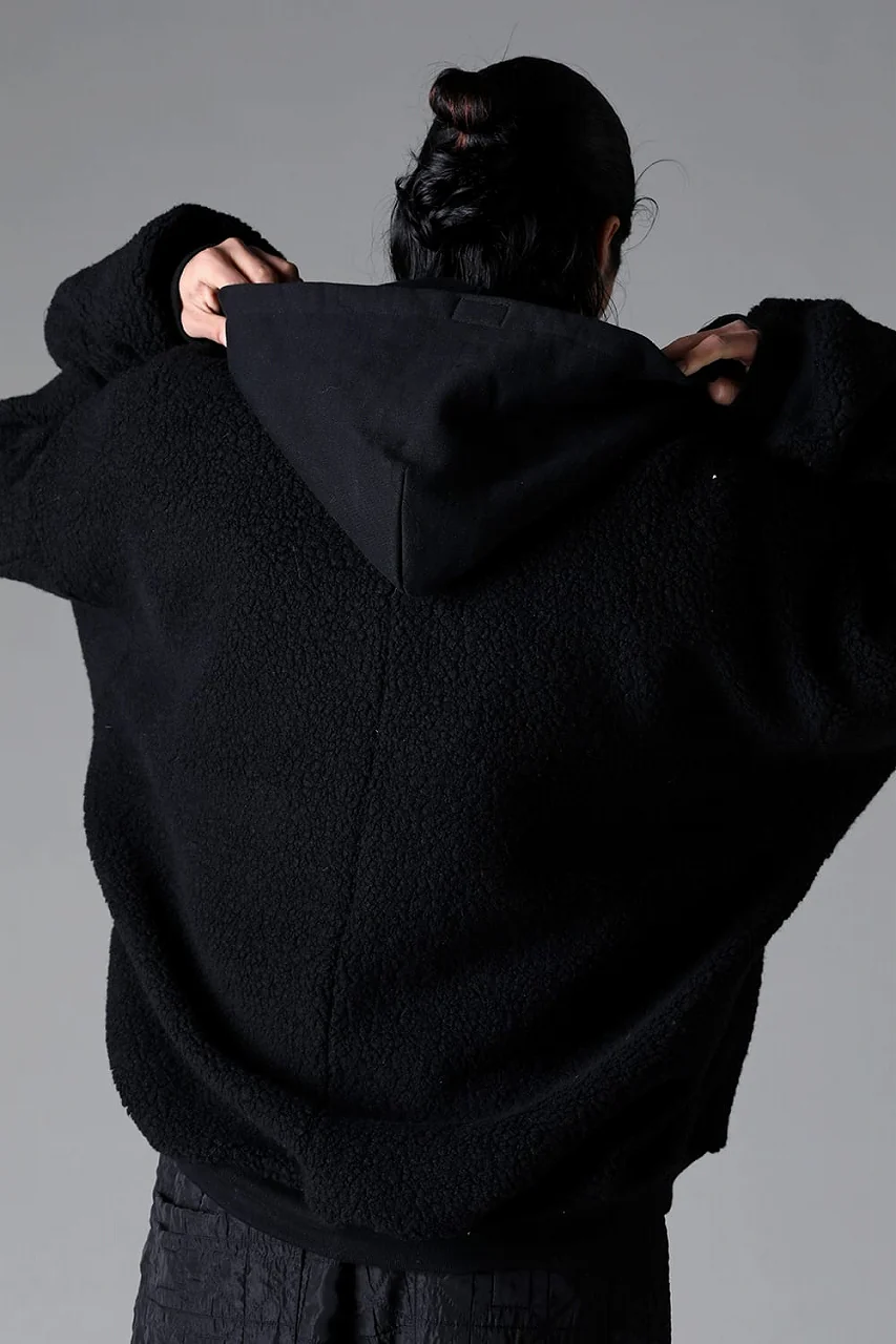 A.F ARTEFACT REVERSIBLE TEDDY BOMBER JACKET / DECORATIVE LATTICE PATTERN (BLACK) - Image 18