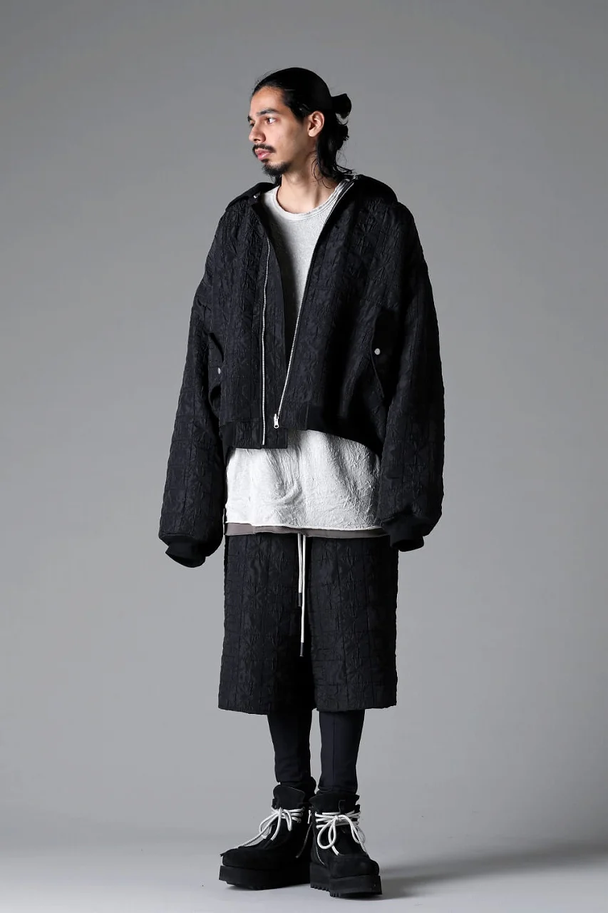 A.F ARTEFACT REVERSIBLE TEDDY BOMBER JACKET / DECORATIVE LATTICE PATTERN (BLACK) - Image 21