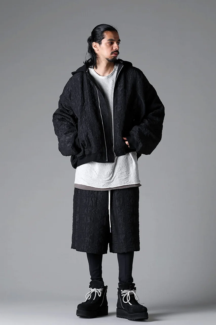 A.F ARTEFACT REVERSIBLE TEDDY BOMBER JACKET / DECORATIVE LATTICE PATTERN (BLACK) - Image 22