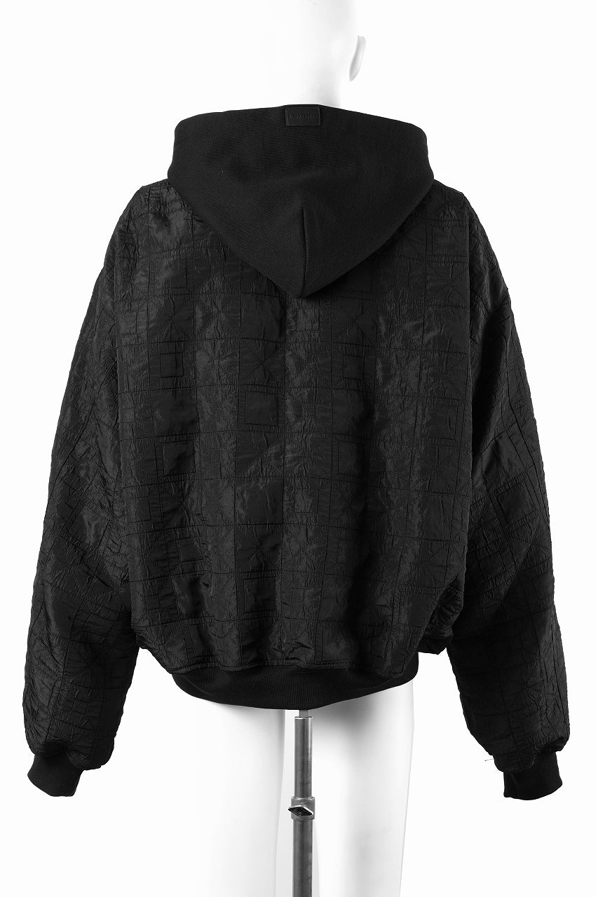 A.F ARTEFACT REVERSIBLE TEDDY BOMBER JACKET / DECORATIVE LATTICE PATTERN (BLACK) - Image 3