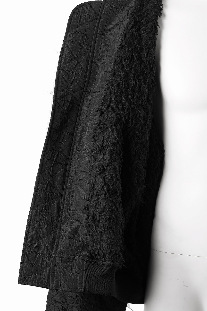 A.F ARTEFACT REVERSIBLE TEDDY BOMBER JACKET / DECORATIVE LATTICE PATTERN (BLACK) - Image 8