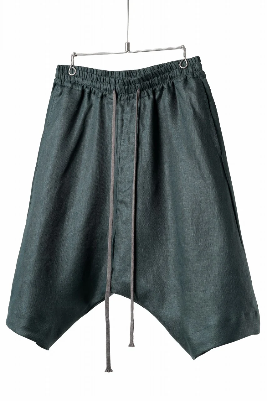 A.F ARTEFACT SARROUEL SHORT PANTS / LINEN TWILL (GREEN) - Image 2
