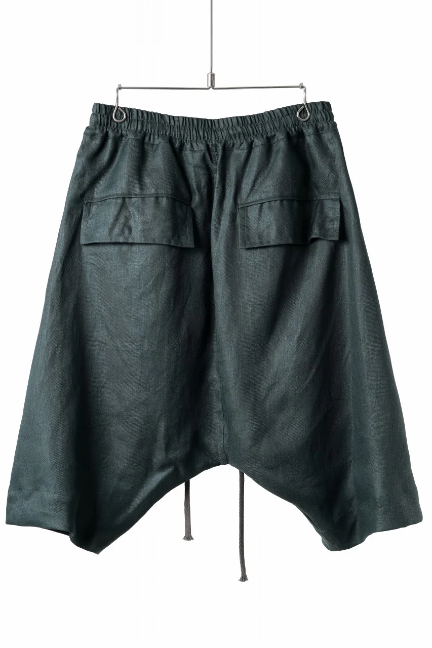 A.F ARTEFACT SARROUEL SHORT PANTS / LINEN TWILL (GREEN) - Image 3