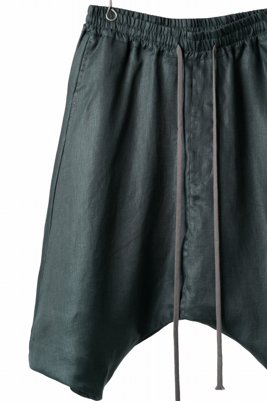 A.F ARTEFACT SARROUEL SHORT PANTS / LINEN TWILL (GREEN) - Image 4