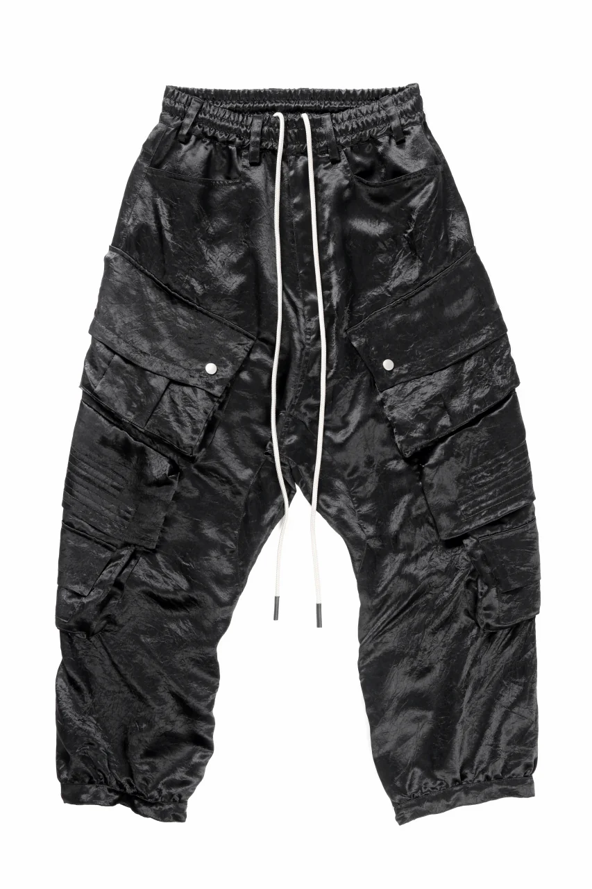 A.F ARTEFACT SATIN DROPCROTCH CARGO PANTS (BLACK) - Image 2