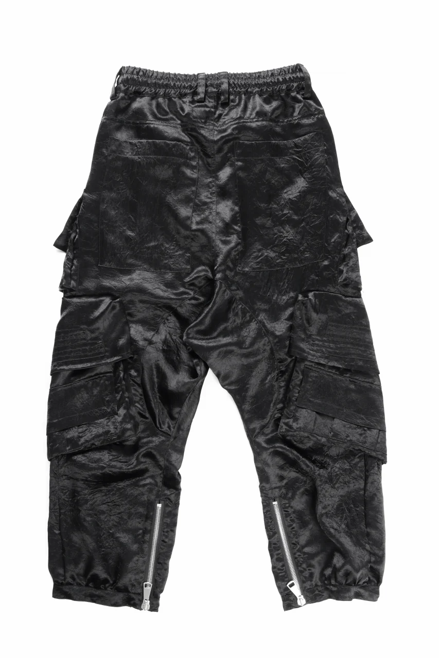 A.F ARTEFACT SATIN DROPCROTCH CARGO PANTS (BLACK) - Image 4
