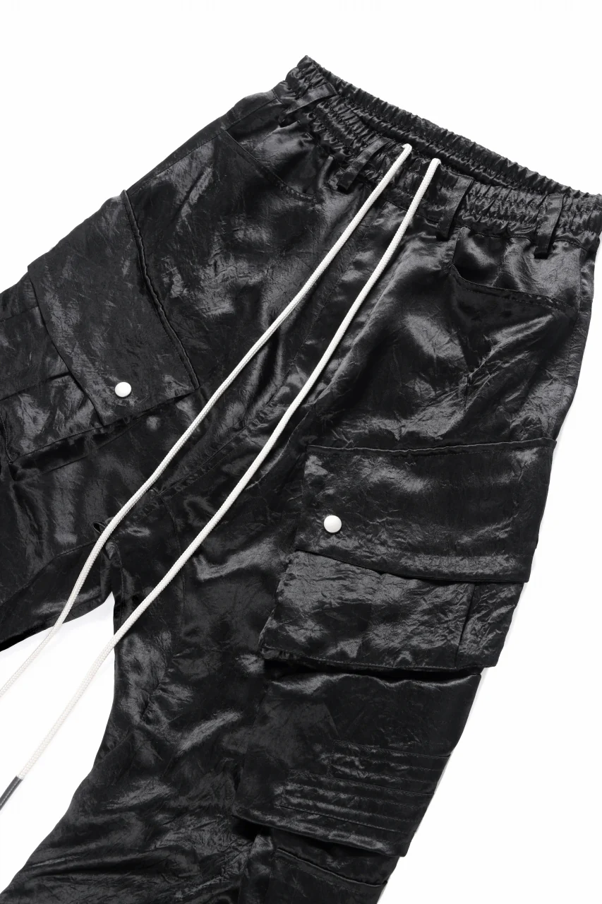 A.F ARTEFACT SATIN DROPCROTCH CARGO PANTS (BLACK) - Image 7
