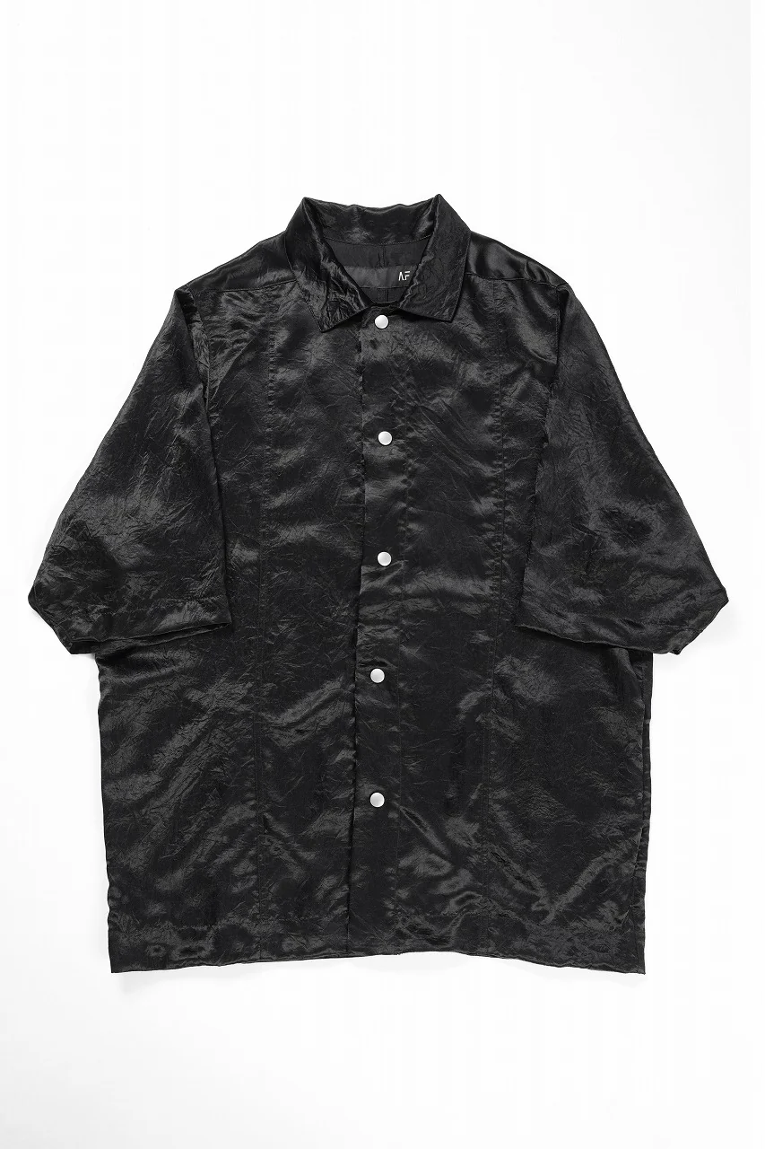 A.F ARTEFACT SATIN HALF SLEEVE SHIRT (BLACK) - Image 4