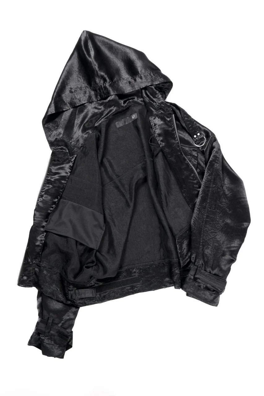 A.F ARTEFACT SATIN MILITARY HOODIE BLOUSON (BLACK) - Image 14