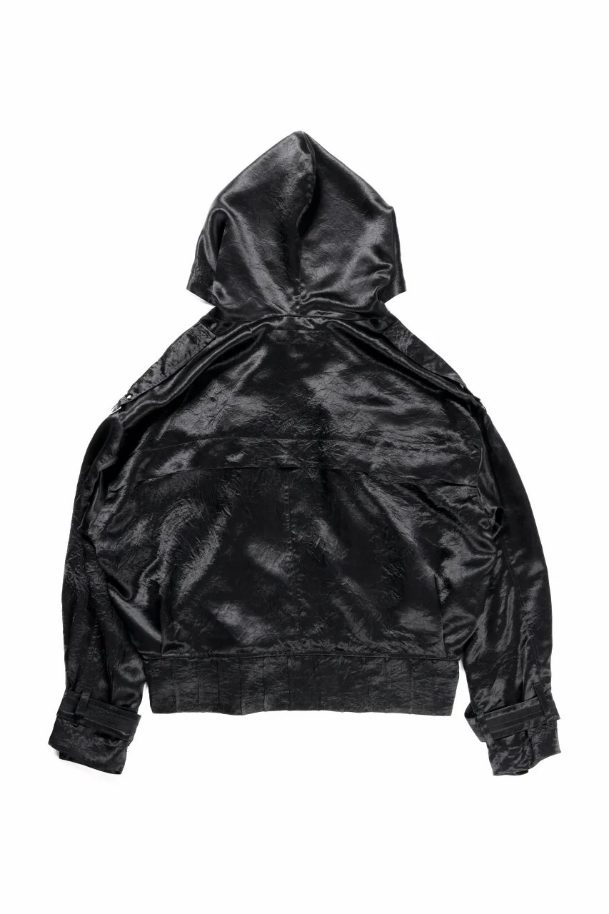 A.F ARTEFACT SATIN MILITARY HOODIE BLOUSON (BLACK) - Image 5