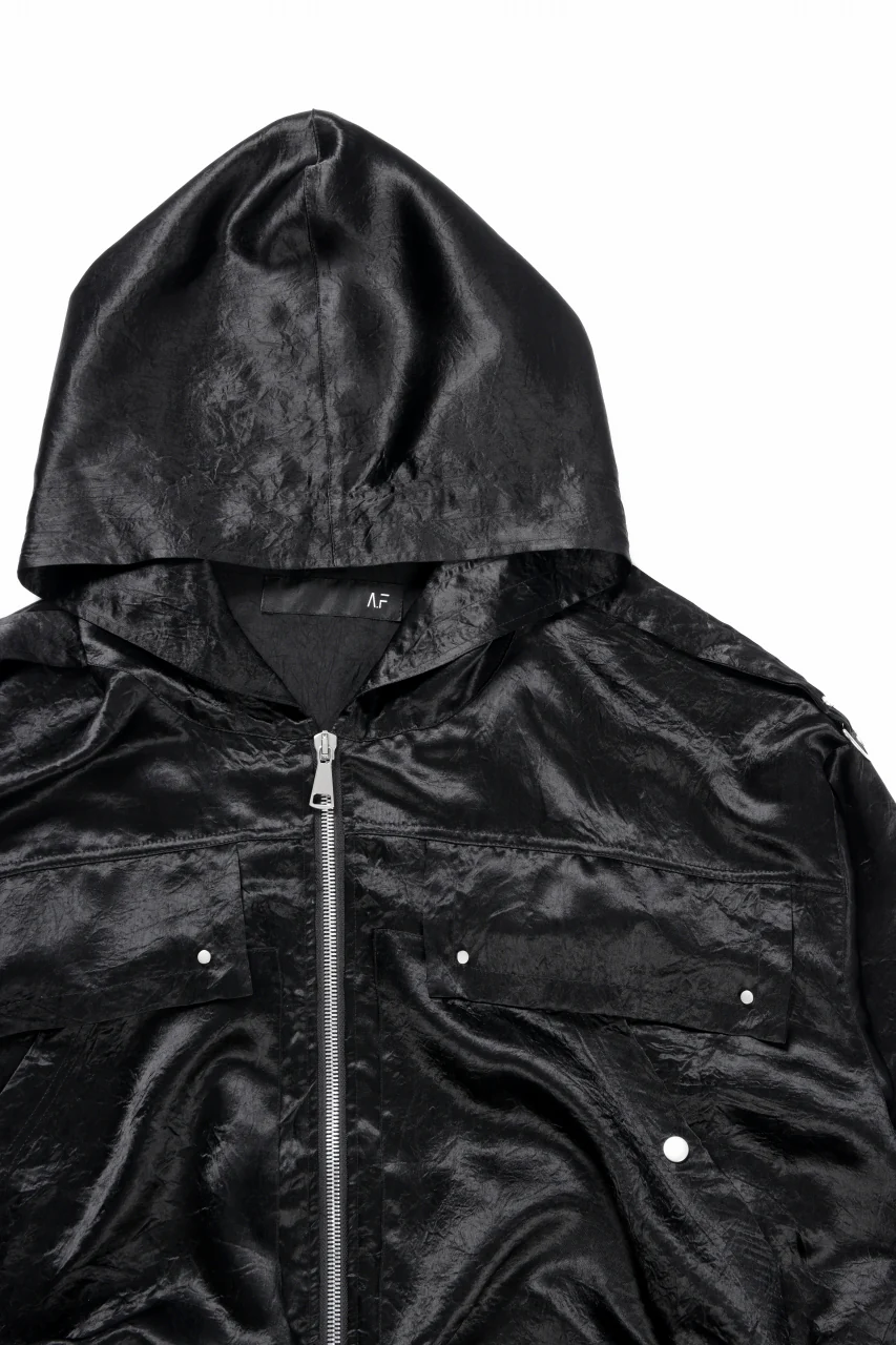 A.F ARTEFACT SATIN MILITARY HOODIE BLOUSON (BLACK) - Image 6