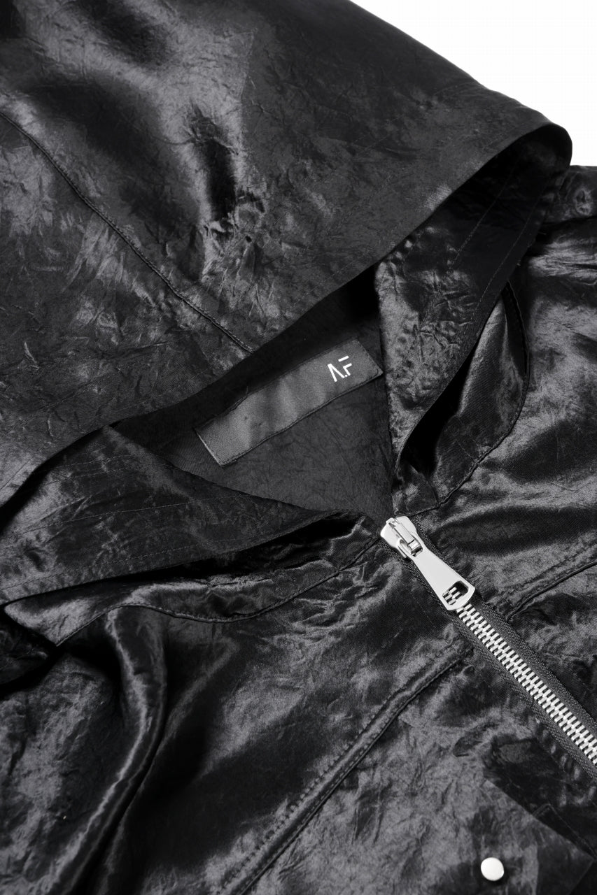 A.F ARTEFACT SATIN MILITARY HOODIE BLOUSON (BLACK) - Image 8