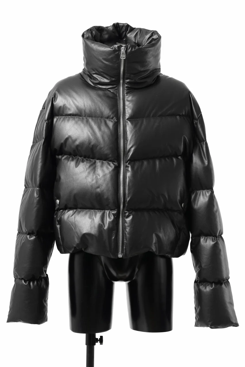 A.F ARTEFACT SHEEP SKIN LEATHER HIGH-NECK SHORT DOWN JACKET (BLACK) - Image 15