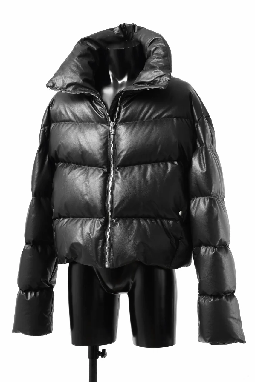 A.F ARTEFACT SHEEP SKIN LEATHER HIGH-NECK SHORT DOWN JACKET (BLACK) - Image 17