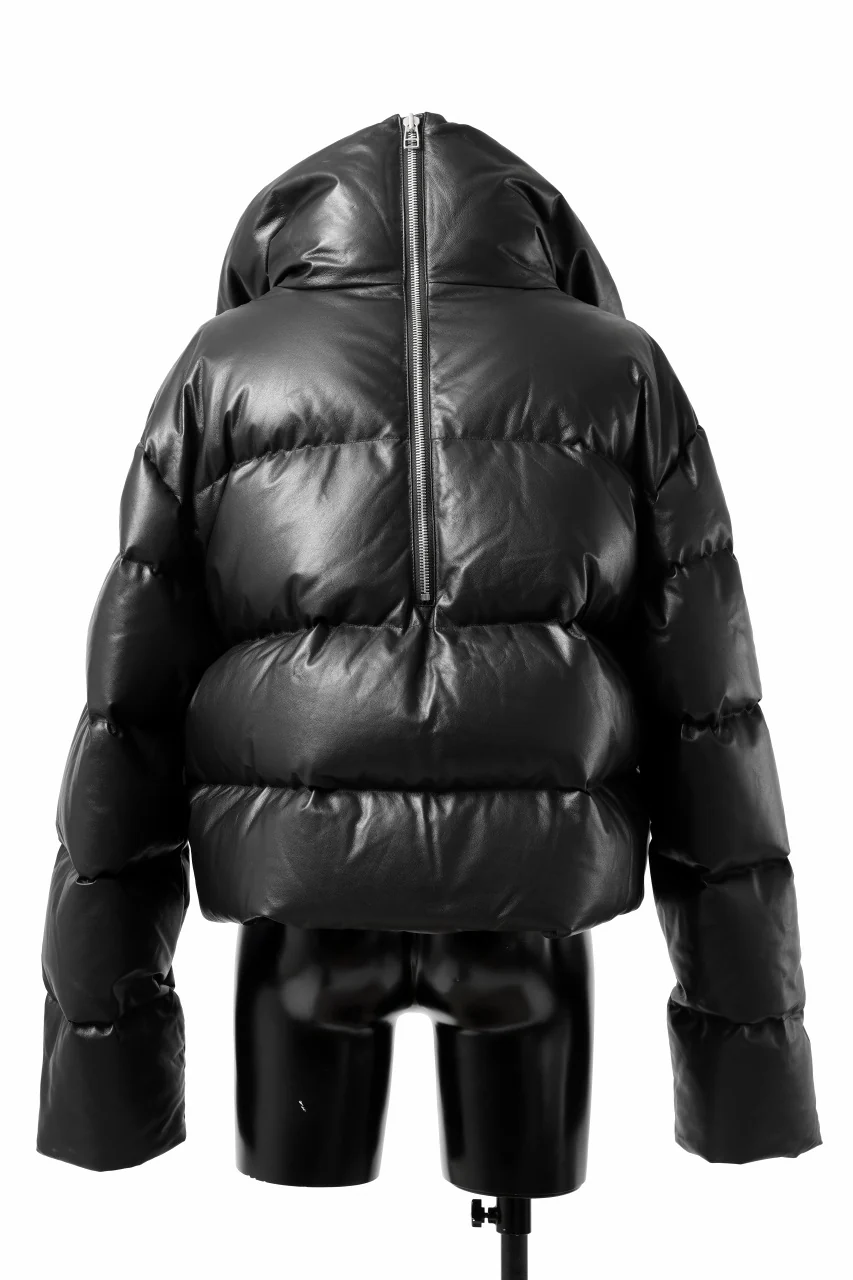 A.F ARTEFACT SHEEP SKIN LEATHER HIGH-NECK SHORT DOWN JACKET (BLACK) - Image 21