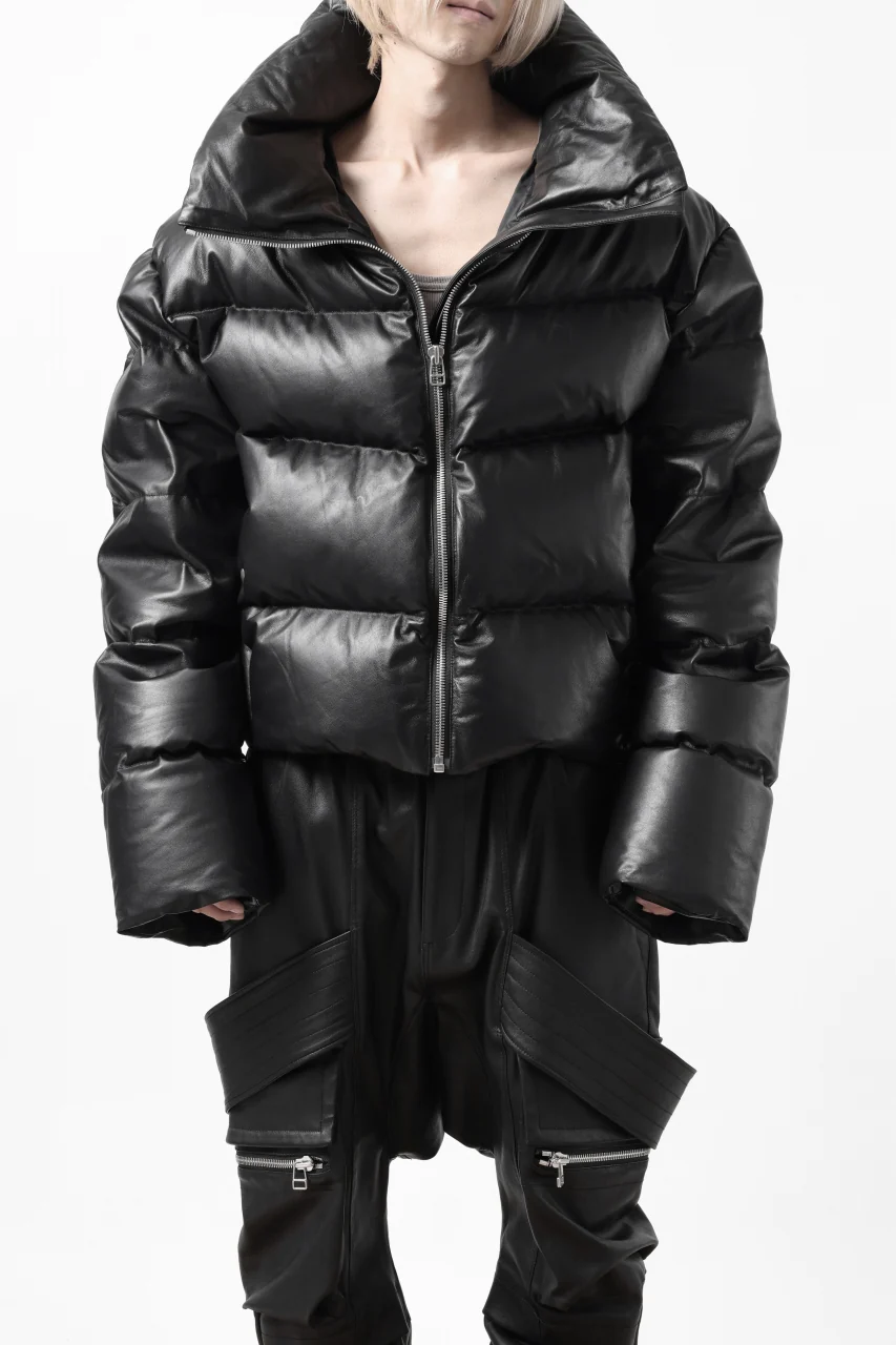A.F ARTEFACT SHEEP SKIN LEATHER HIGH-NECK SHORT DOWN JACKET (BLACK) - Image 33