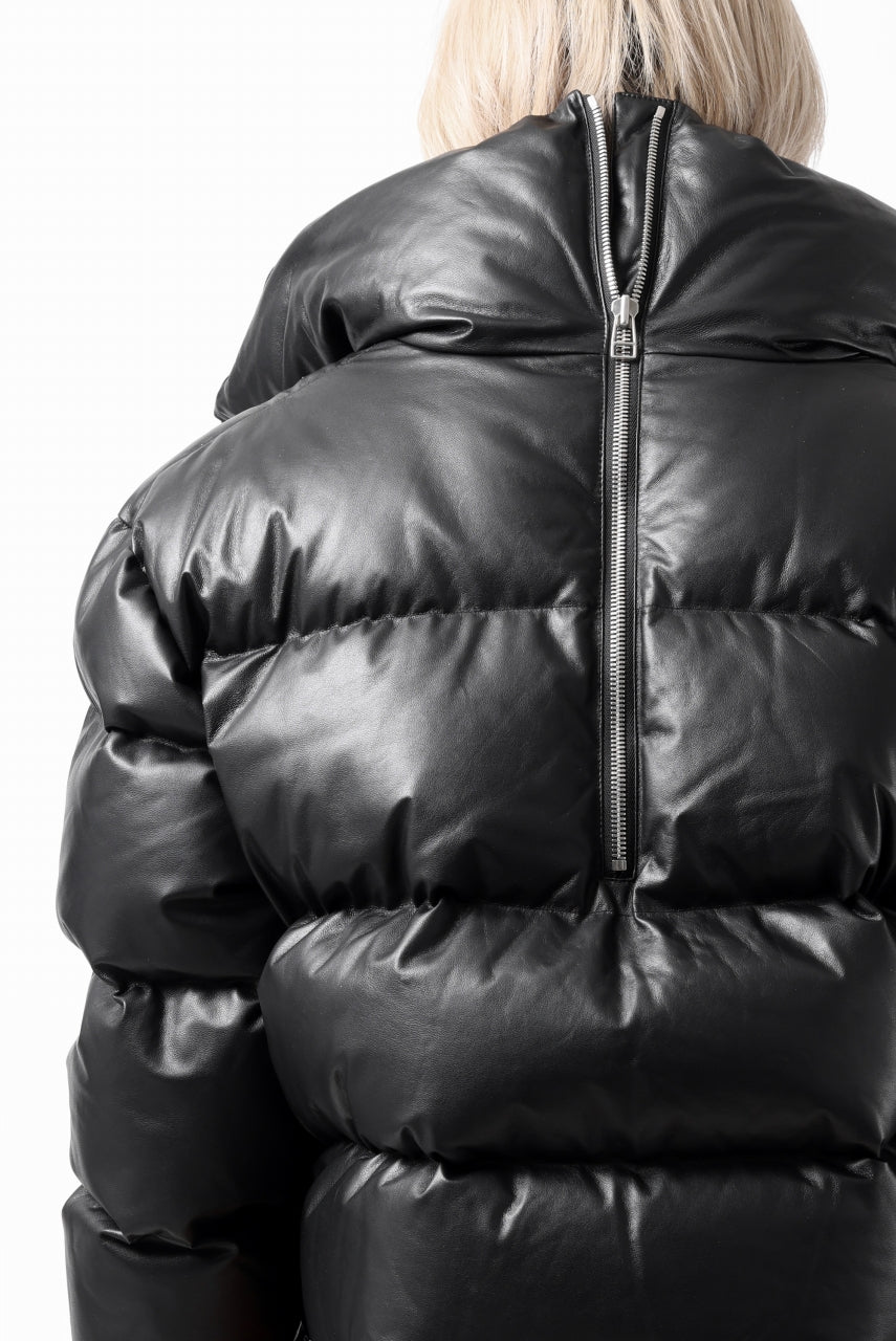 A.F ARTEFACT SHEEP SKIN LEATHER HIGH-NECK SHORT DOWN JACKET (BLACK) - Image 43
