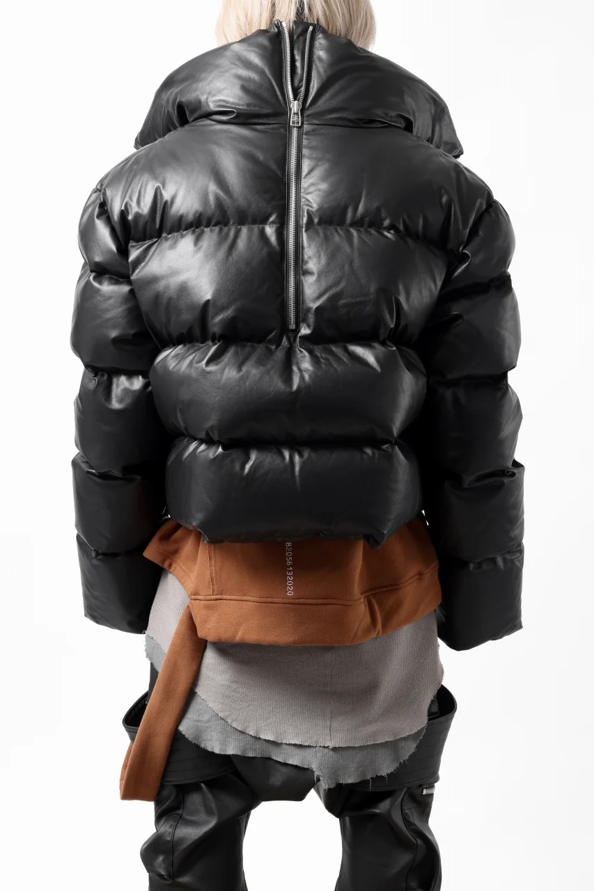 A.F ARTEFACT SHEEP SKIN LEATHER HIGH-NECK SHORT DOWN JACKET (BLACK) - Image 8