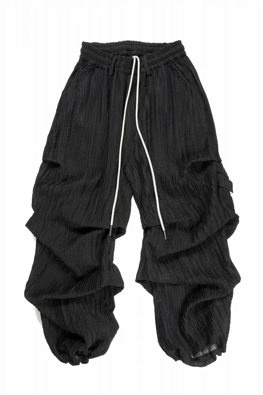 A.F ARTEFACT SHEER YO-RYU TUCK BAGGY PANTS (BLACK) - Image 3