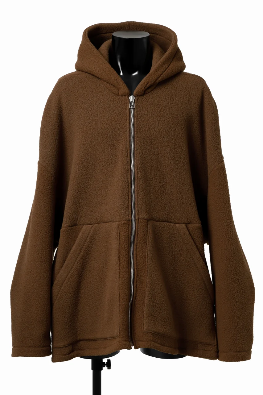 A.F ARTEFACT SHERPA ZIP HOODED JACKET (BROWN)